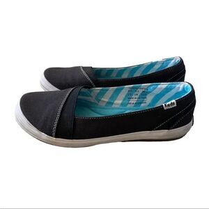 Keds Black Slip On Canvas Ortholite Flats Woman's Comfortable Shoes SZ 6